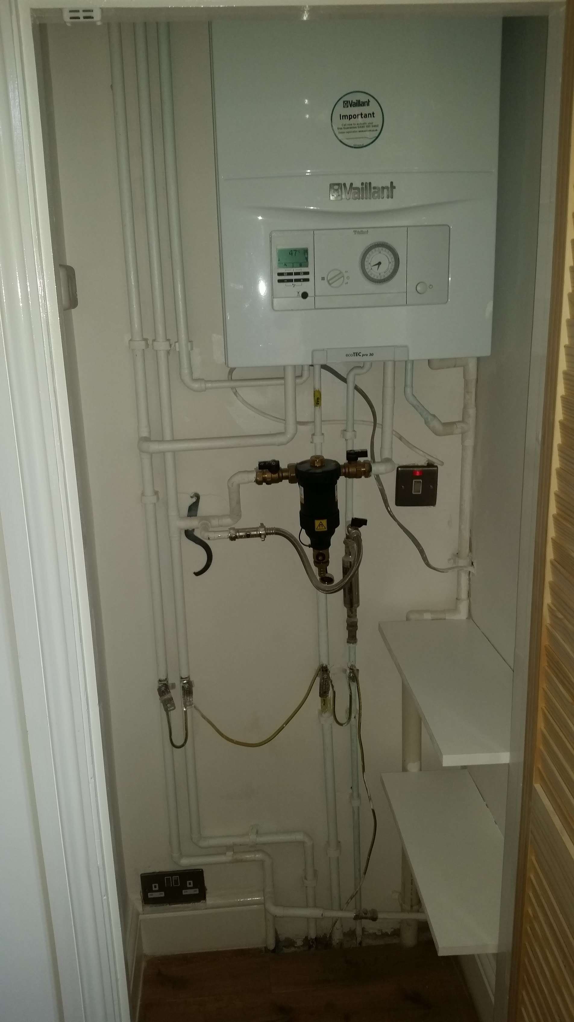 Boiler and heating pipework